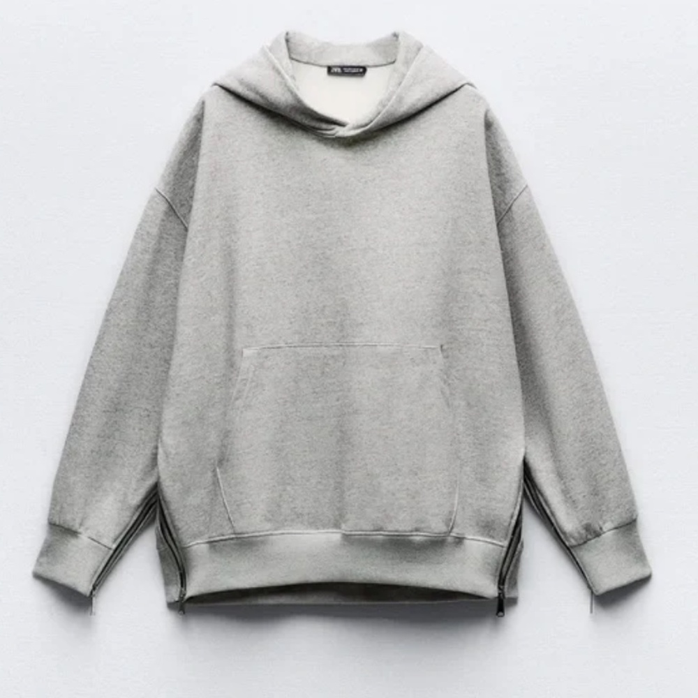 Zara ZIPPERED HOODED SWEATSHIRT